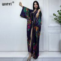 WINYI-كيمونو أفريقيا طباعة فستان للنساء ، سترة أنيقة ، ملابس الشاطئ مثير ، ملابس الشاطئ لقضاء عطلة ، ملابس سباحة جديدة - الصورة 6